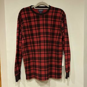 Polo Ralph Lauren Mens XL Long Sleeve Red Black Plaid Thermal Shirt